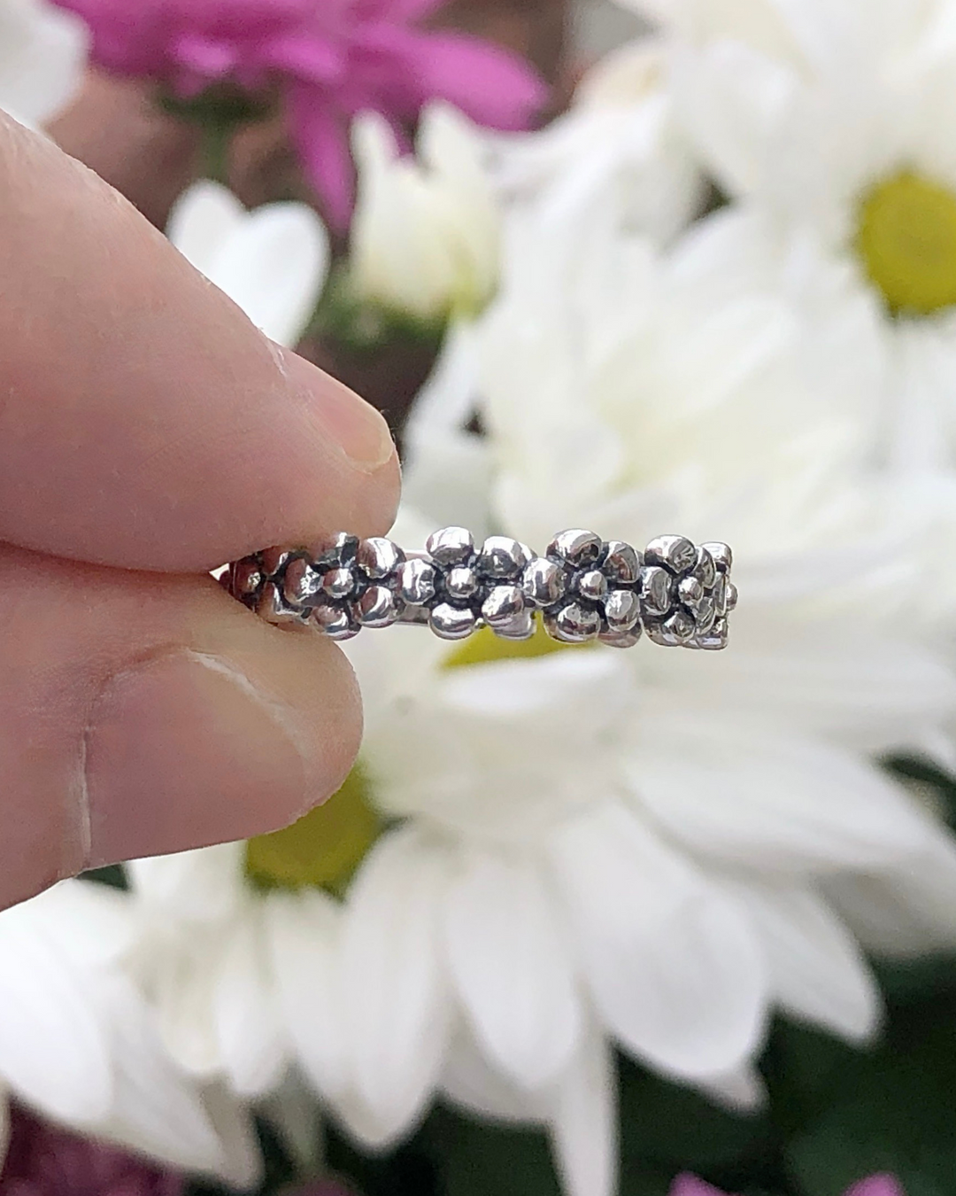 Sterling Silver Flower Infinity Band