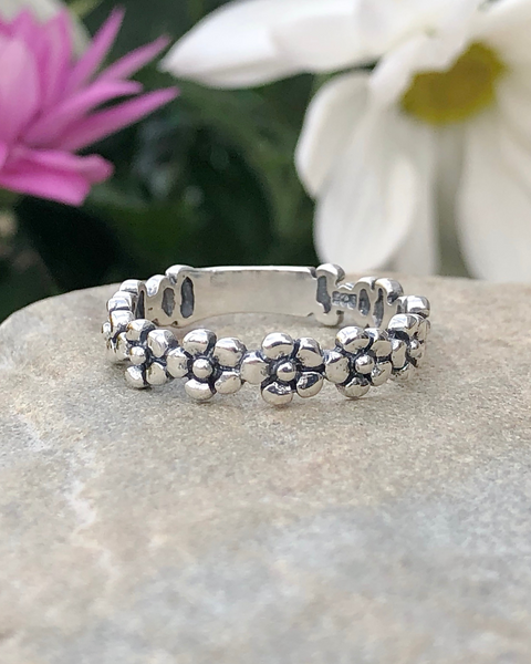 Sterling Silver Flower Infinity Band