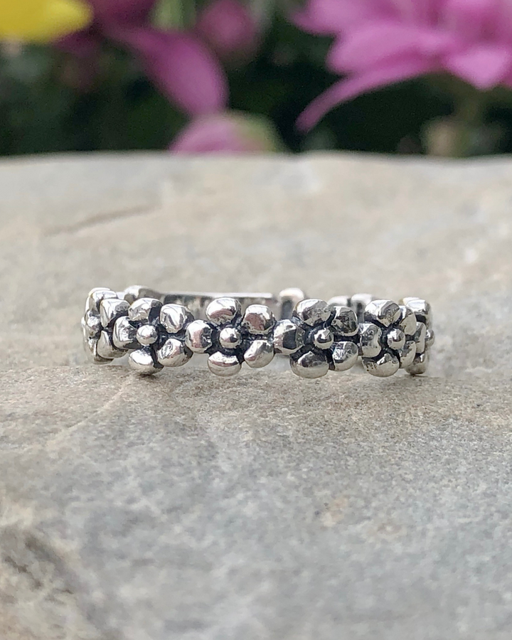 Sterling Silver Flower Infinity Band