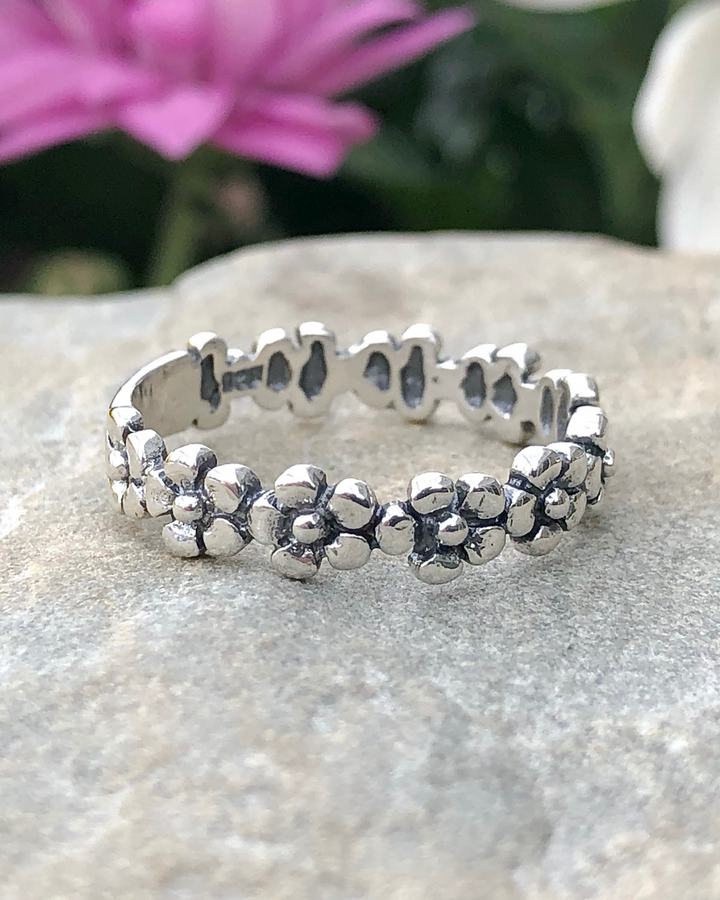 Sterling Silver Flower Infinity Band