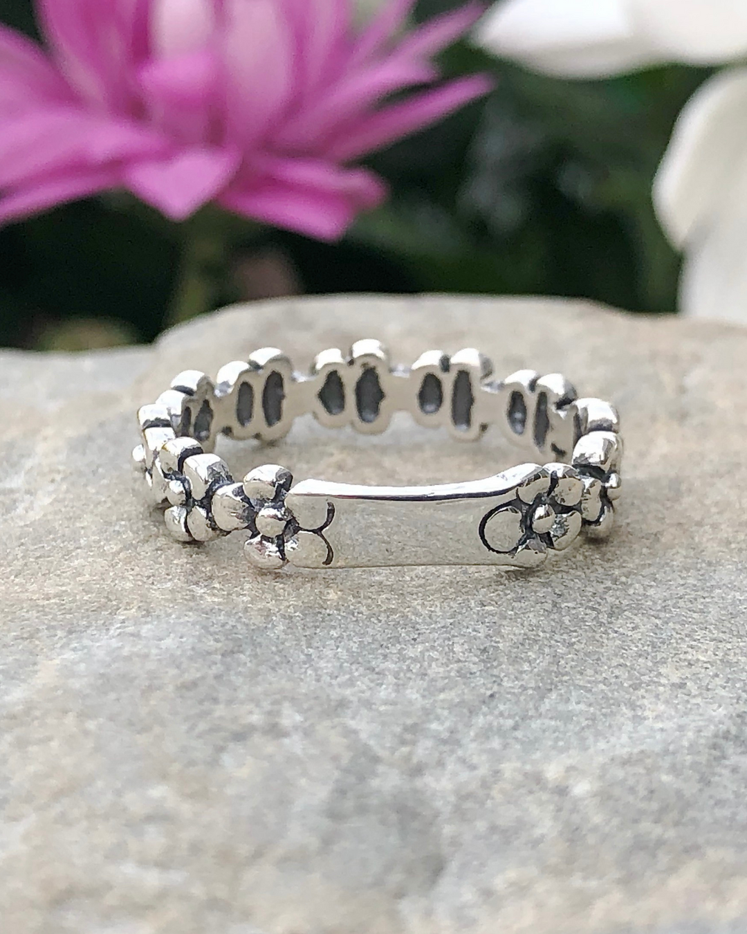 Sterling Silver Flower Infinity Band