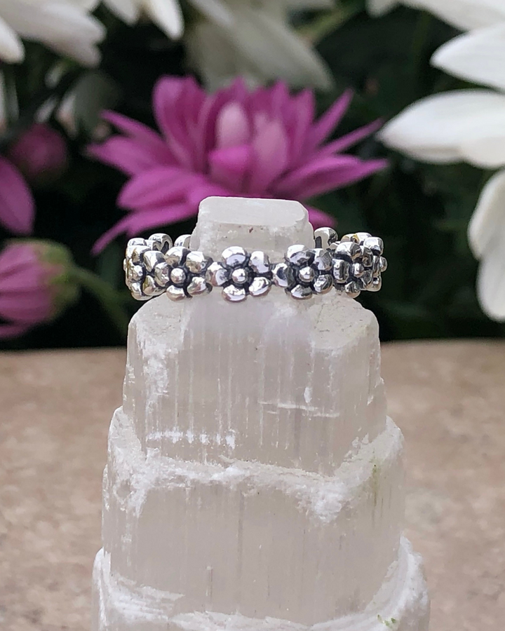 Sterling Silver Flower Infinity Band