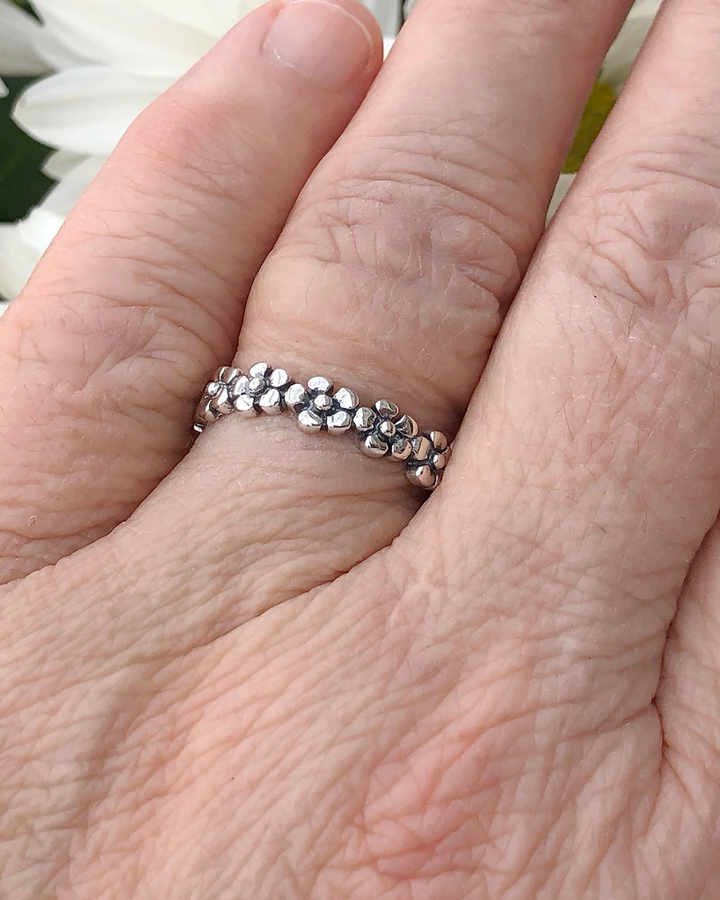 Sterling Silver Flower Infinity Band