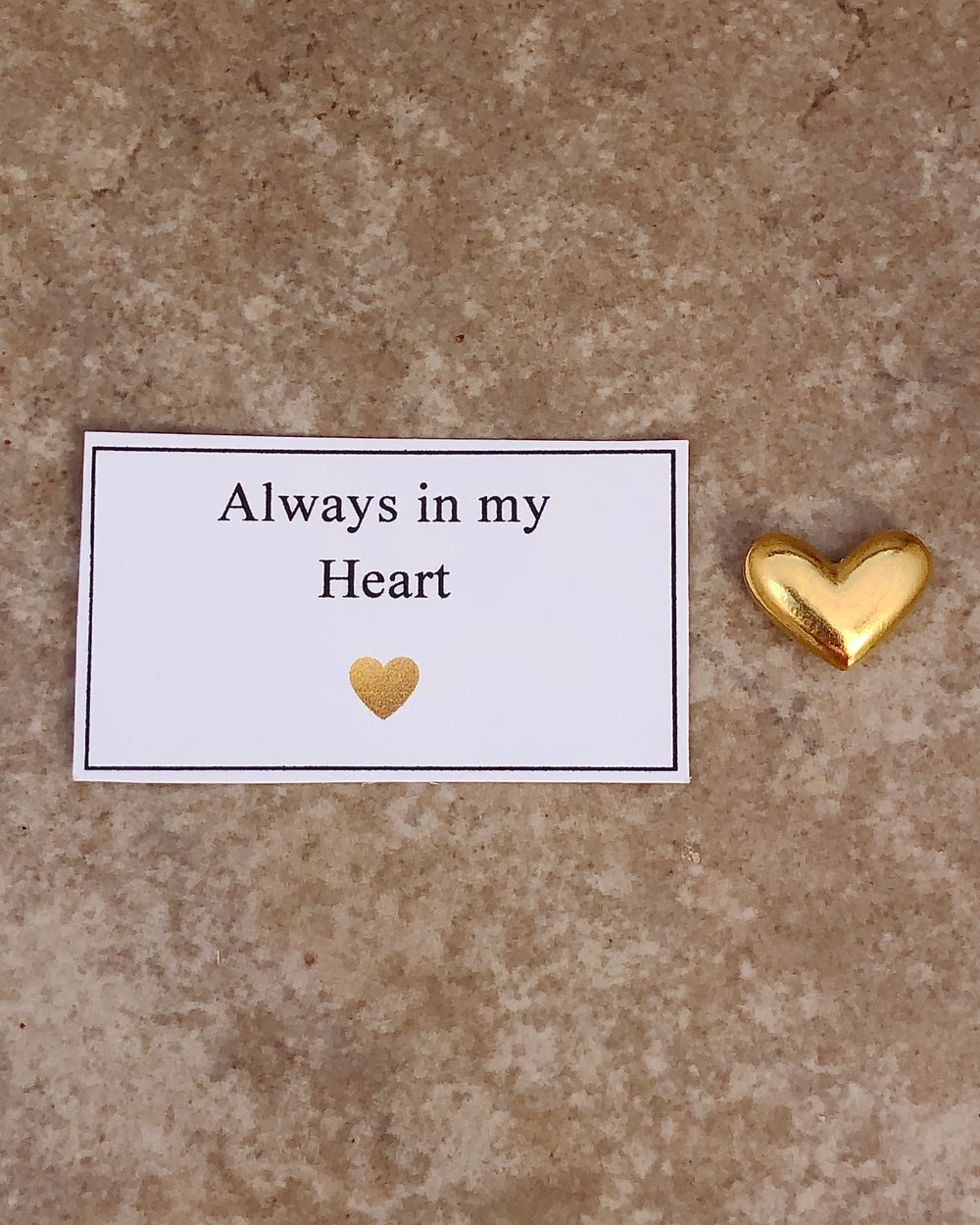 Gold Heart Token with always in my heart card