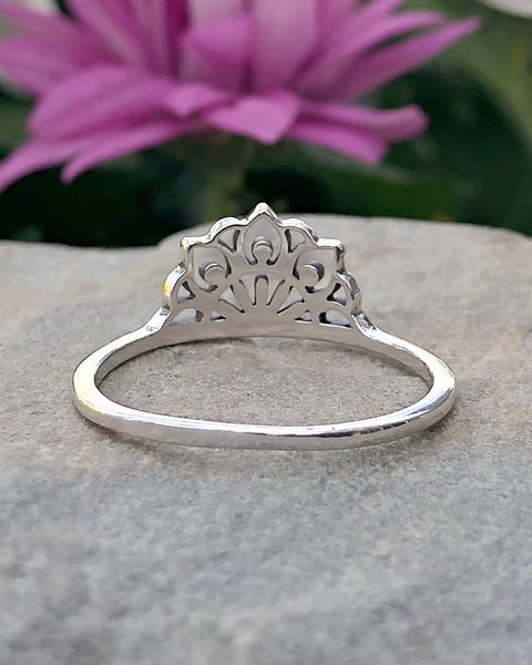 Sterling Silver Half Lotus Mandala Ring