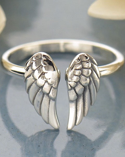 Angel Wings Ring Sterling Silver Adjustable