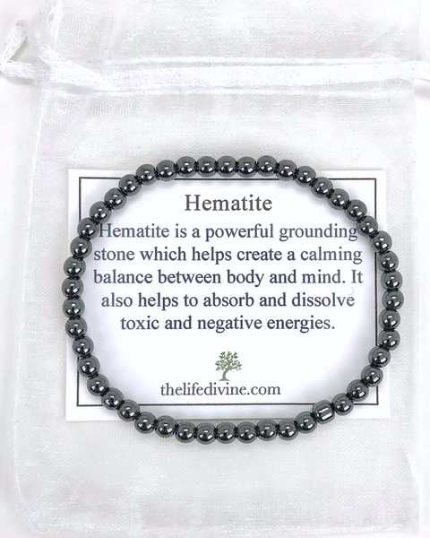 Men's Hematite 4mm Gemstone Bracelet