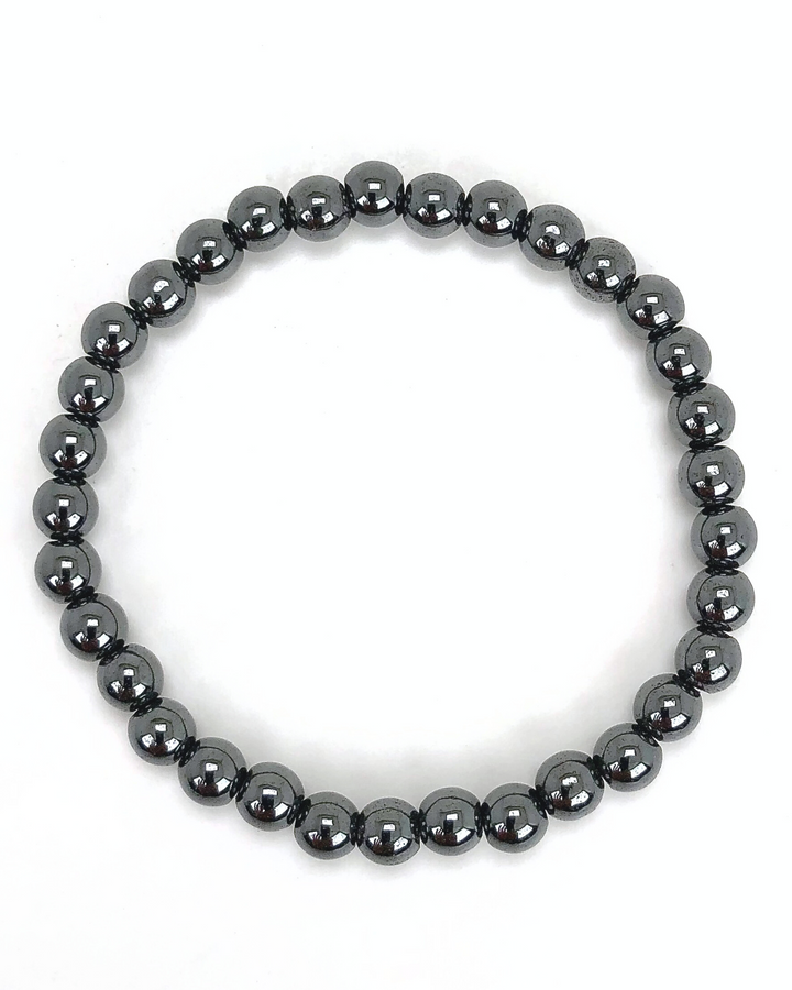 Hematite 6mm Beaded Gemstone Bracelet