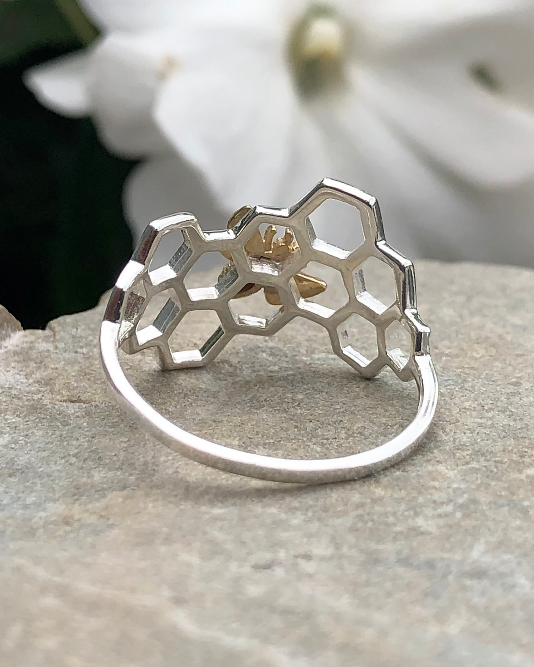 Honeycomb Bee Ring back view