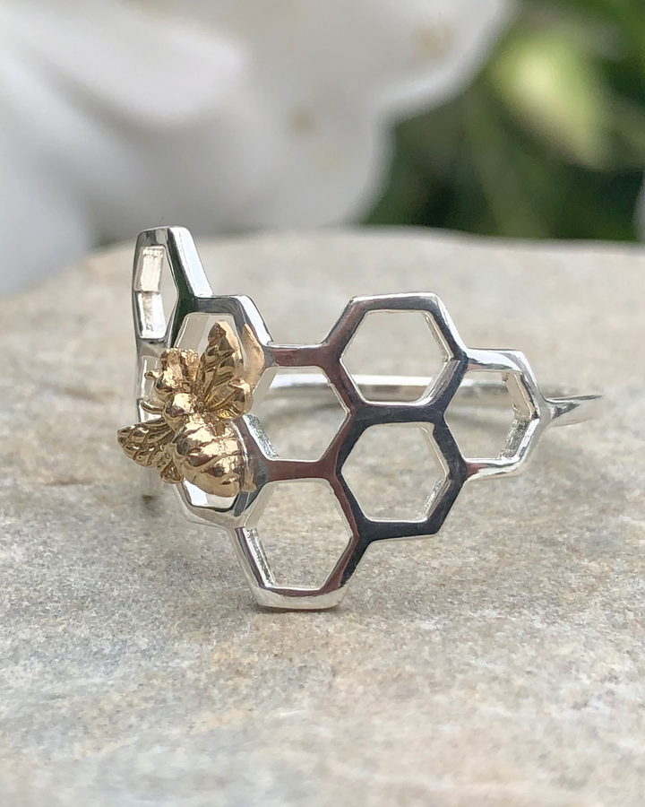 Honeycomb Bee Ring side view