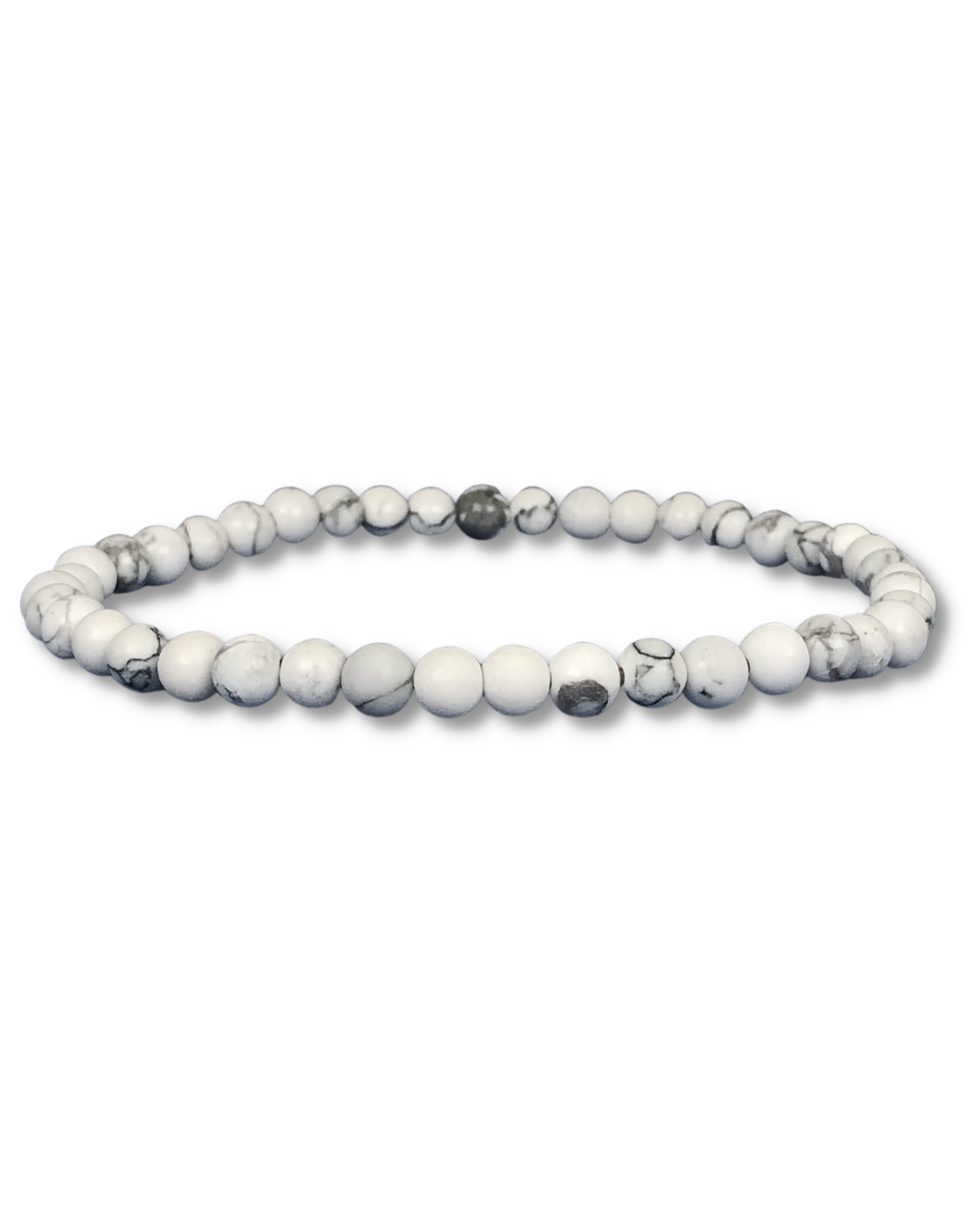 Howlite 4mm Beaded Gemstone Bracelet on a white background