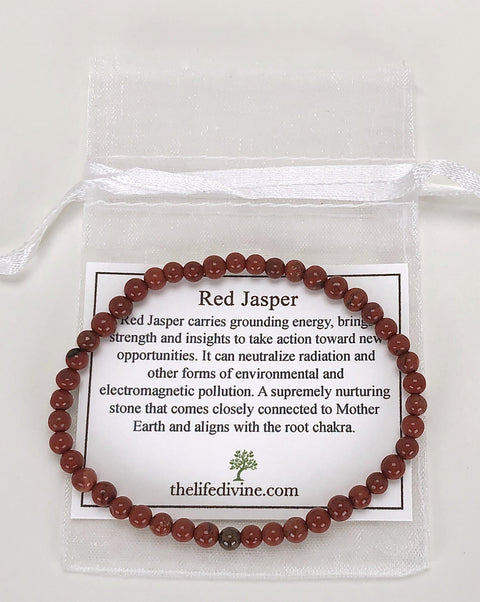 Children's Red Jasper 4mm Gemstone Bracelet