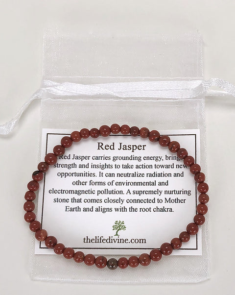 Red Jasper 4mm Gemstone Bracelet