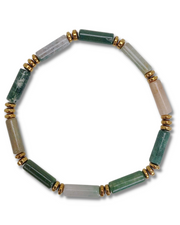 Indian Agate Gemstone Tube Bracelet