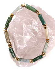Indian Agate Gemstone Tube Bracelet