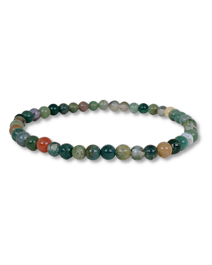 Indian Agate 4mm Beaded Gemstone Bracelet  on a white background