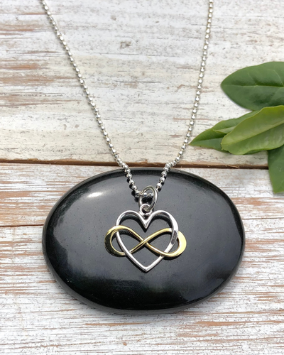 Infinity Heart Silver and Brass Charm Necklace