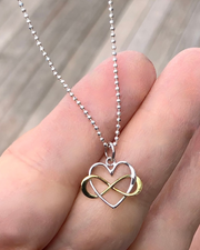 Infinity Heart Silver and Brass Charm Necklace