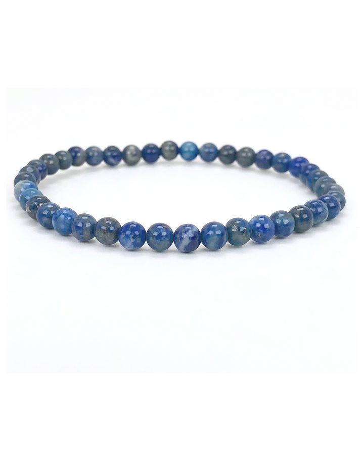 Lapis Lazuli 4mm Beaded Gemstone Bracelet  on a white background.