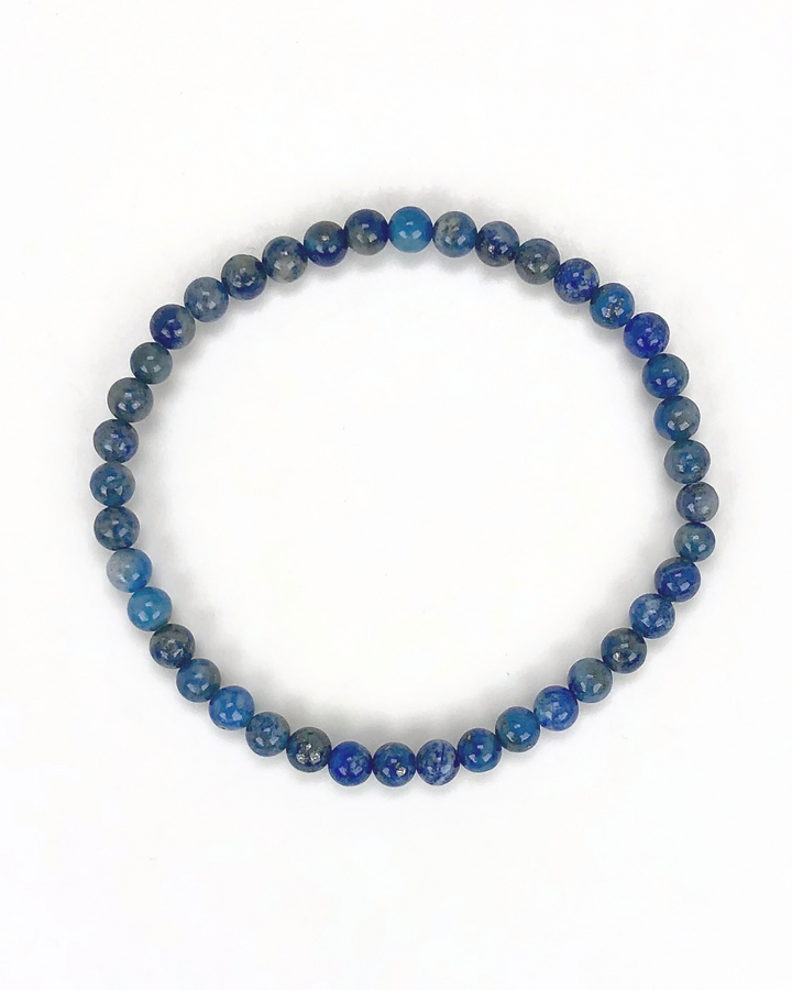 Lapis Lazuli 4mm Gemstone Bracelet on a white background.