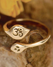 Lotus and Om Ring Bronze Adjustable
