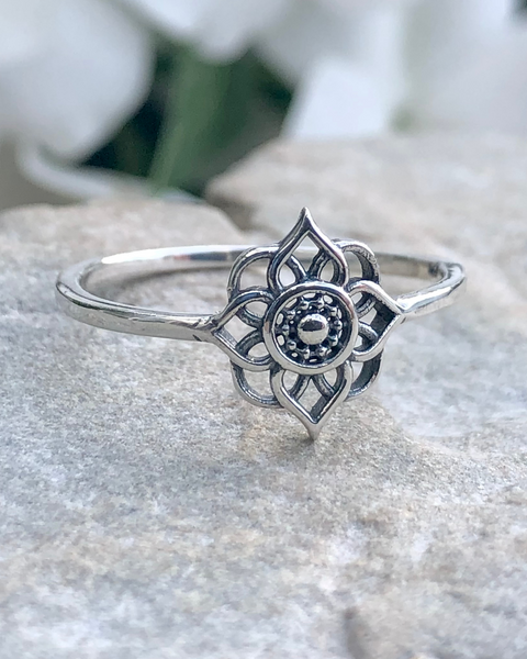 Sterling Silver Ring Sterling Silver Lotus Ring Silver Stacking Ring  Sterling Silver Stacking Rings Lotus Flower Ring Yoga Ring Yoga Jewelry -  Etsy