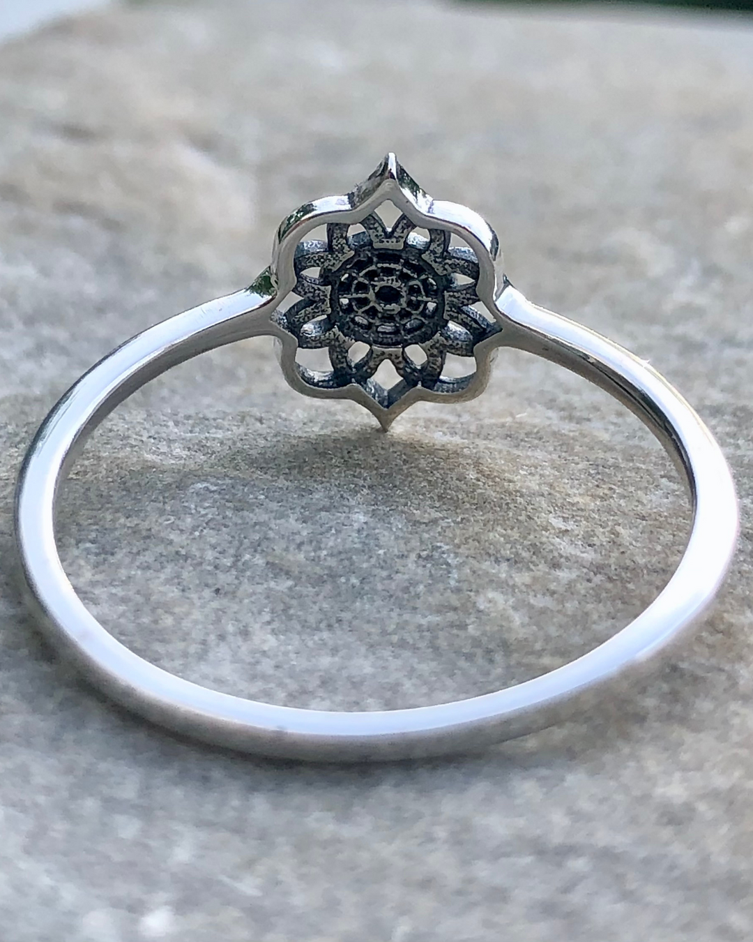 Sterling Silver Lotus Flower Mandala Ring