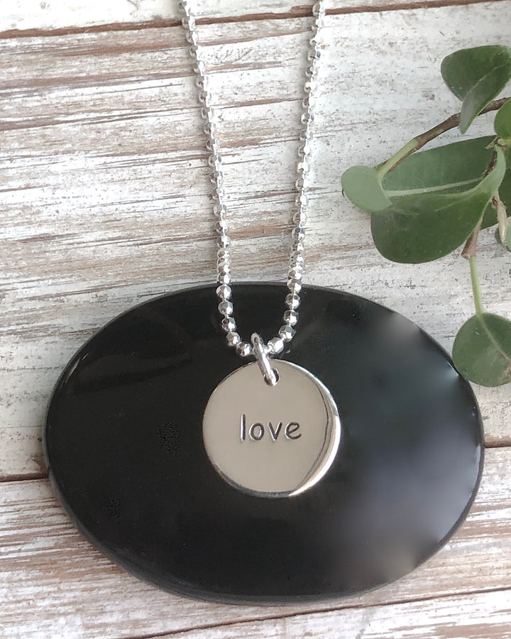 Love Silver Disk Necklace