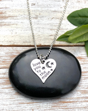 Love You To The Moon Heart Charm Necklace