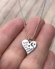 Love You To The Moon Heart Charm Necklace