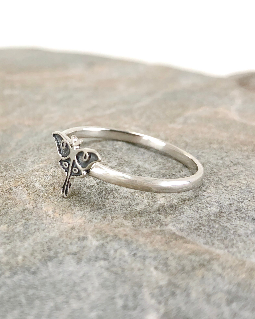 Luna Moth Ring on stone