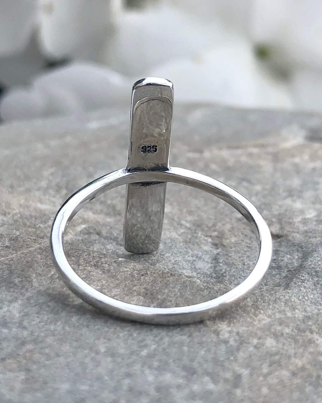 Moon Phases Bar Design Sterling Silver Ring inside