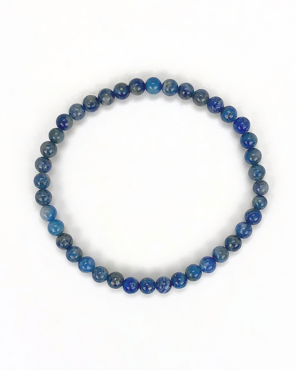 Men's Lapis 4mm Beaded Gemstone Bracelet on a white background.