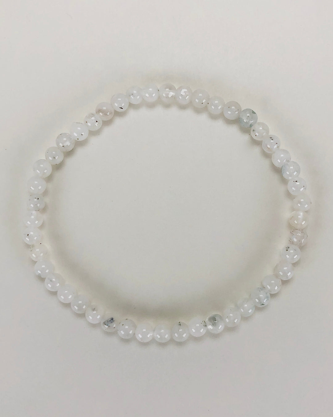 Men's Moonstone 4mm beaded Gemstone Bracelet on a white background.