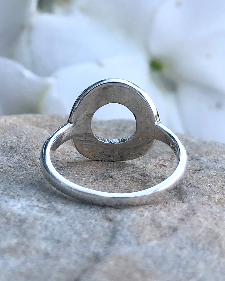 Moon Phases Circle Design Sterling Silver Ring