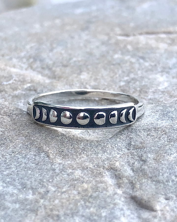 Moon Phases Sterling Silver Ring