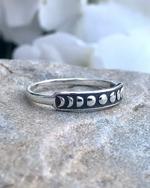 Moon Phases Sterling Silver Ring