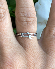 Moon and Stars Sterling Silver Ring