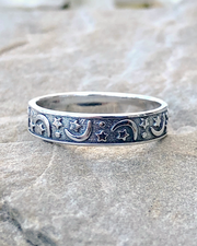 Sterling Silver Moon and Stars Band