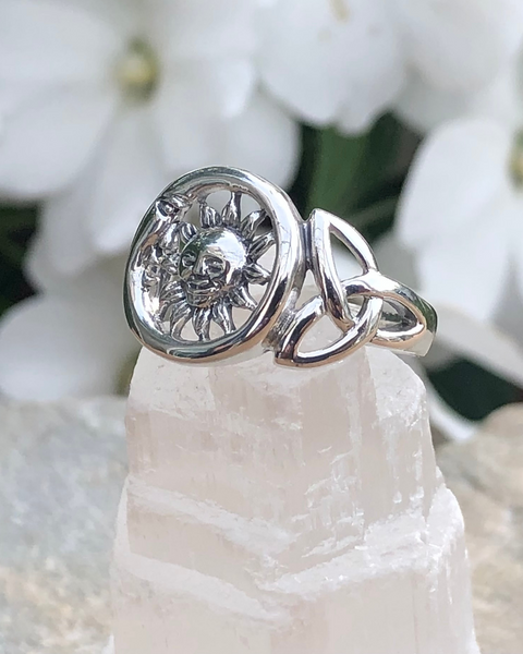 Sun and Moon Large Sterling Silver Ring