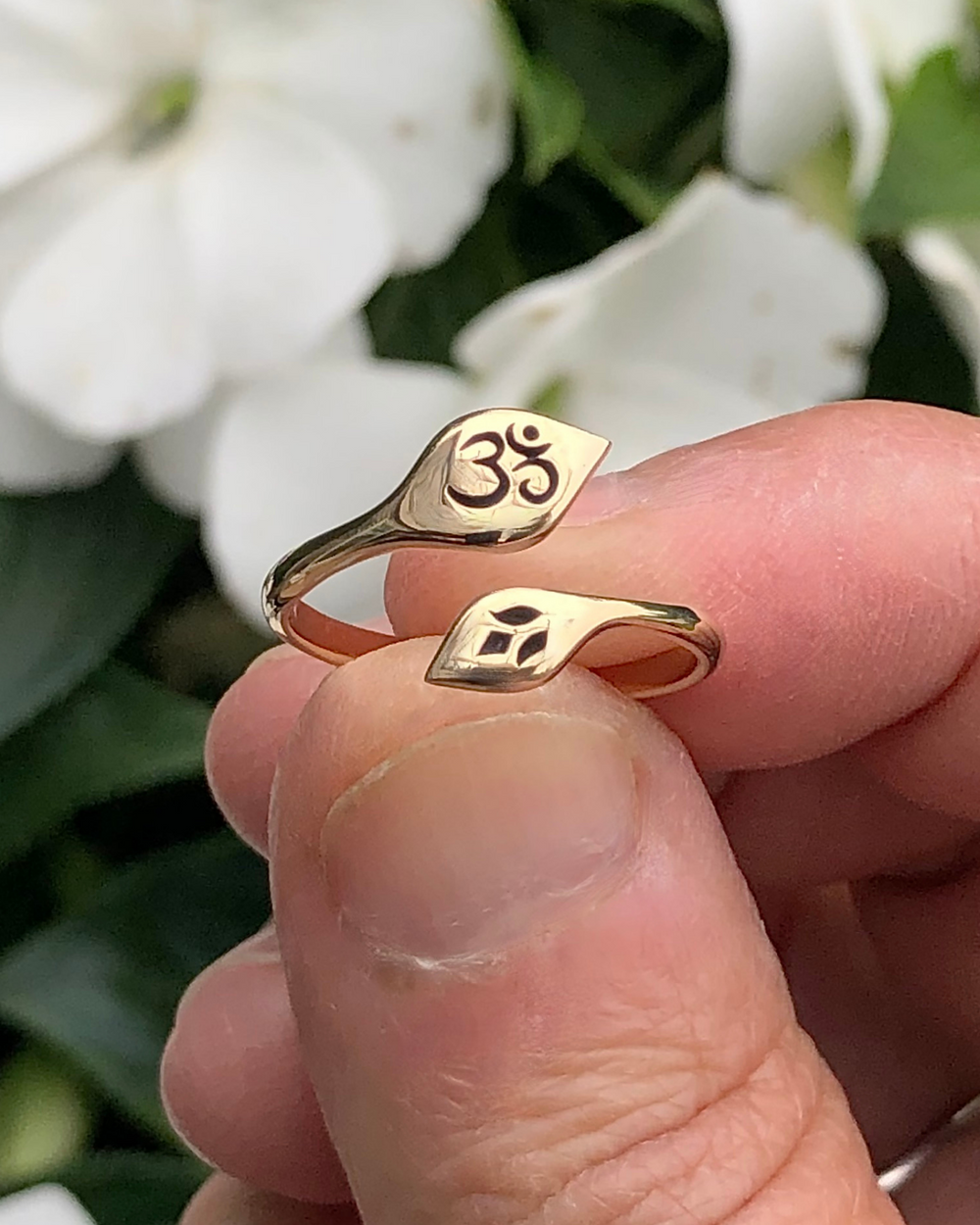 Om and Lotus Bronze Ring
