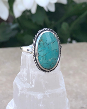 Sterling Silver Large Oval Turquoise Ring