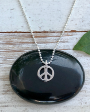 Silver Tiny Peace Sign Necklace