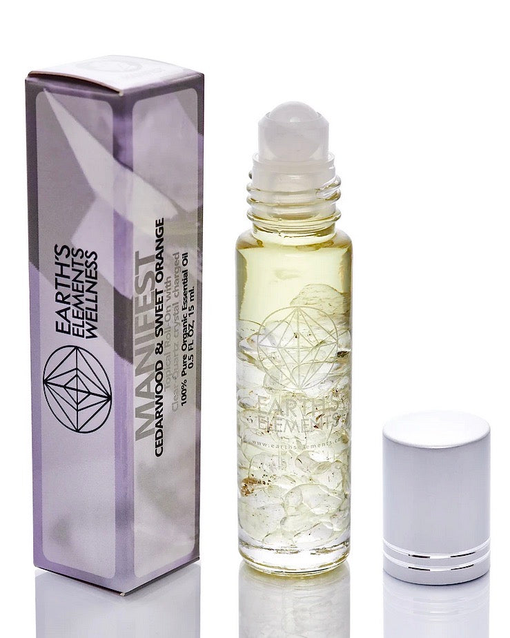 Quartz Crystal Essential Oil Gemstone Roll On - MANIFEST