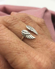 Angel Wings Ring Sterling Silver Adjustable