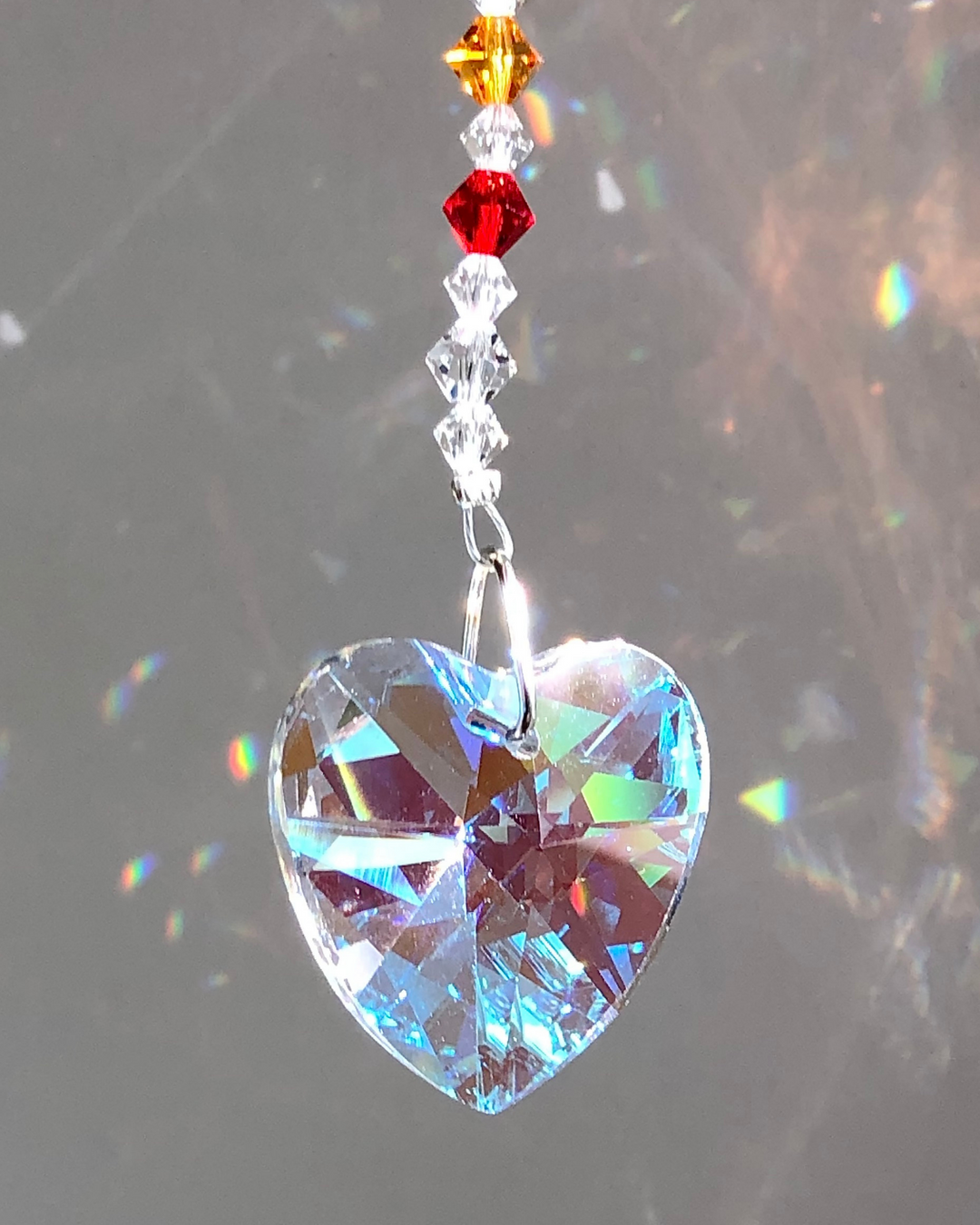 Crystal Heart with Rainbow Sun Catcher