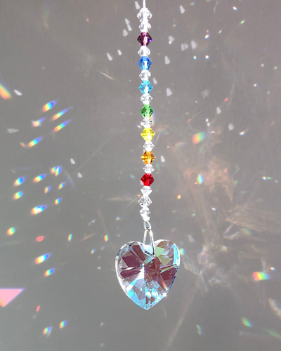 Crystal Heart with Rainbow Sun Catcher