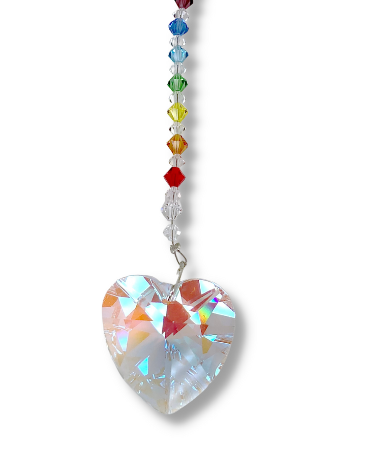 Crystal Heart with Rainbow Sun Catcher