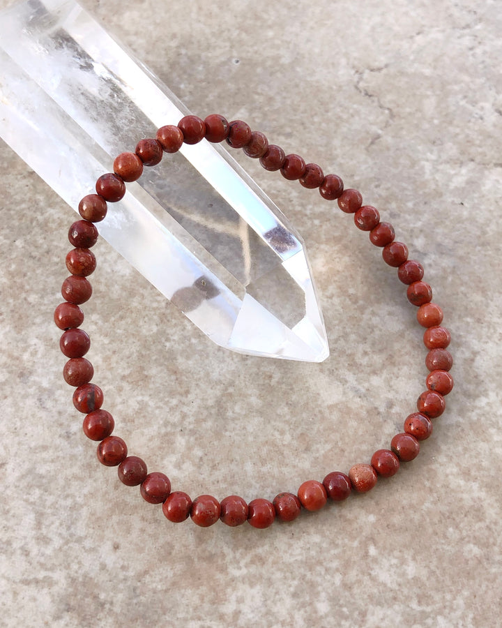 Red Jasper 4mm Beaded Gemstone Bracelet