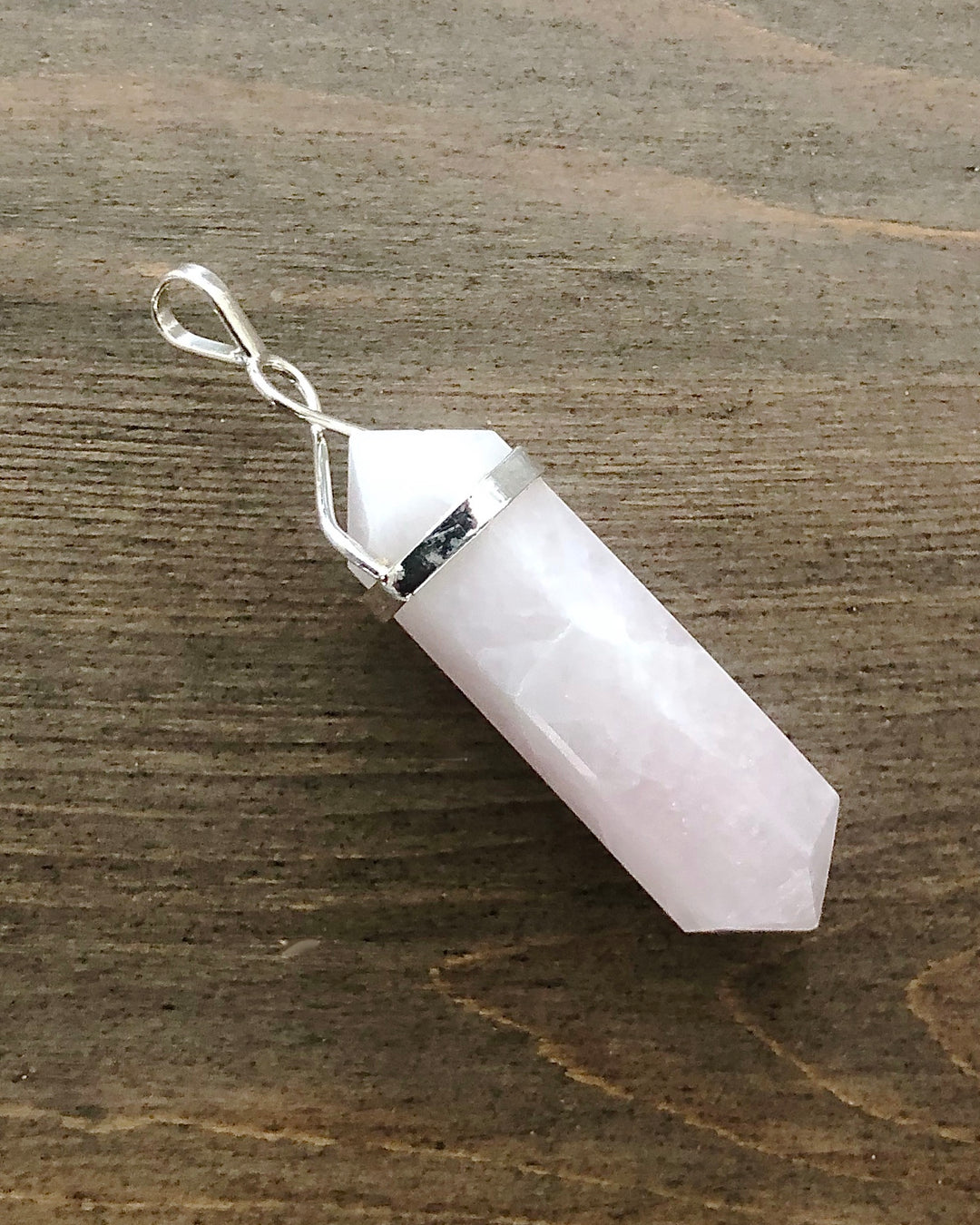 Rose Quartz Crystal Point Electroplate Pendant